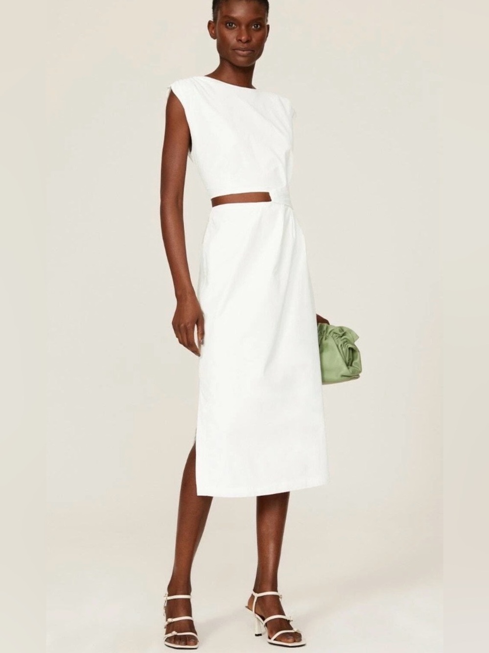 Love, Whit by Whitney Port White Cut Out Sleeveless Sheath Midi Dress Size M